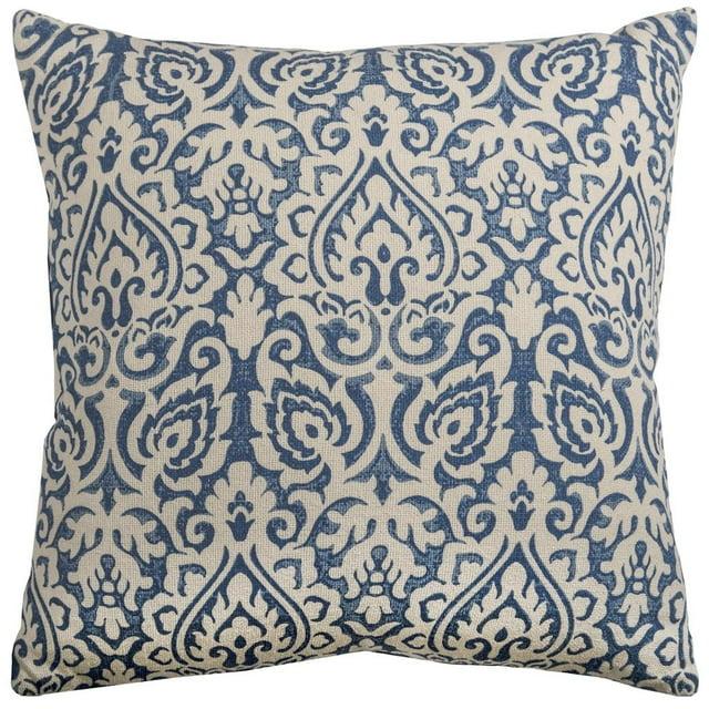 Rizzy Home Damask 22" x 22" Cotton Pillow Cover in Blue/Natural