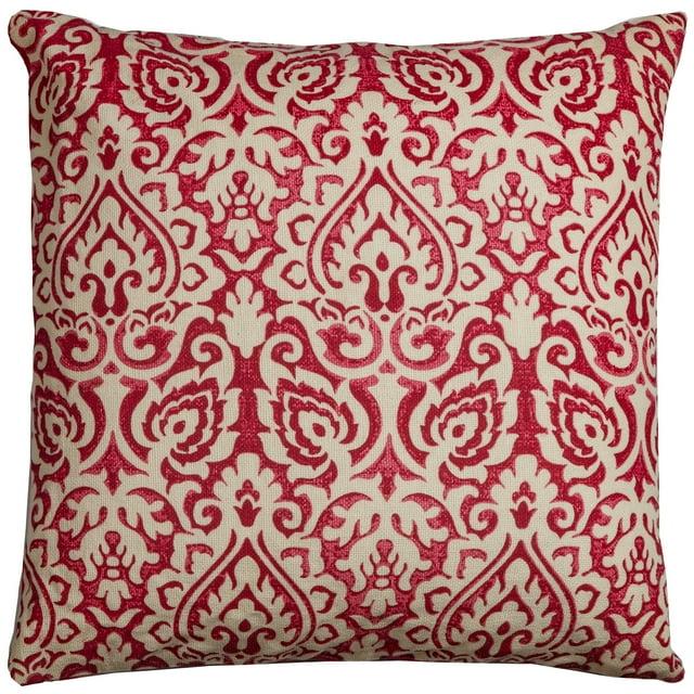 Rizzy Home Damask 22" x 22" Cotton Pillow Cover in Red/Natural