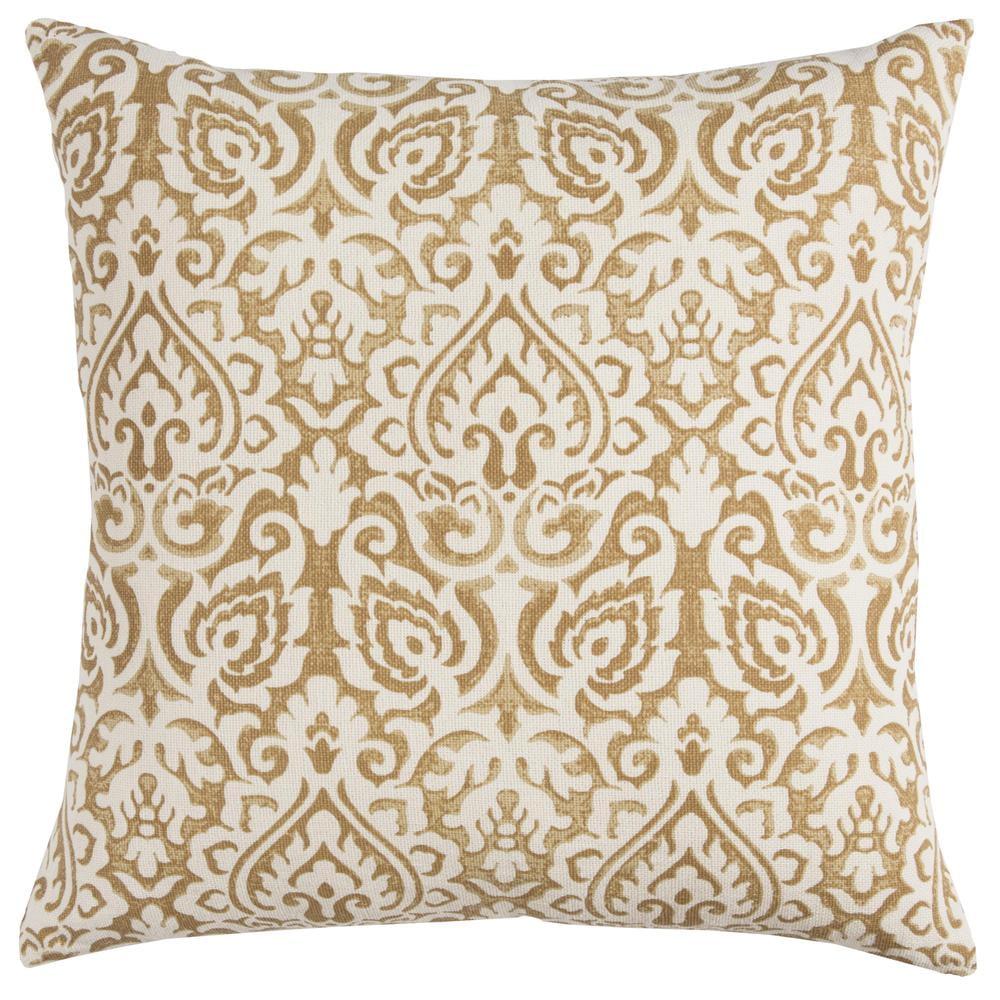 22"x22" Oversize Dulane Damask Poly Filled Square Throw Pillow Yellow - Rizzy Home: Cotton Canvas, Indoor Decor, Hidden Zipper