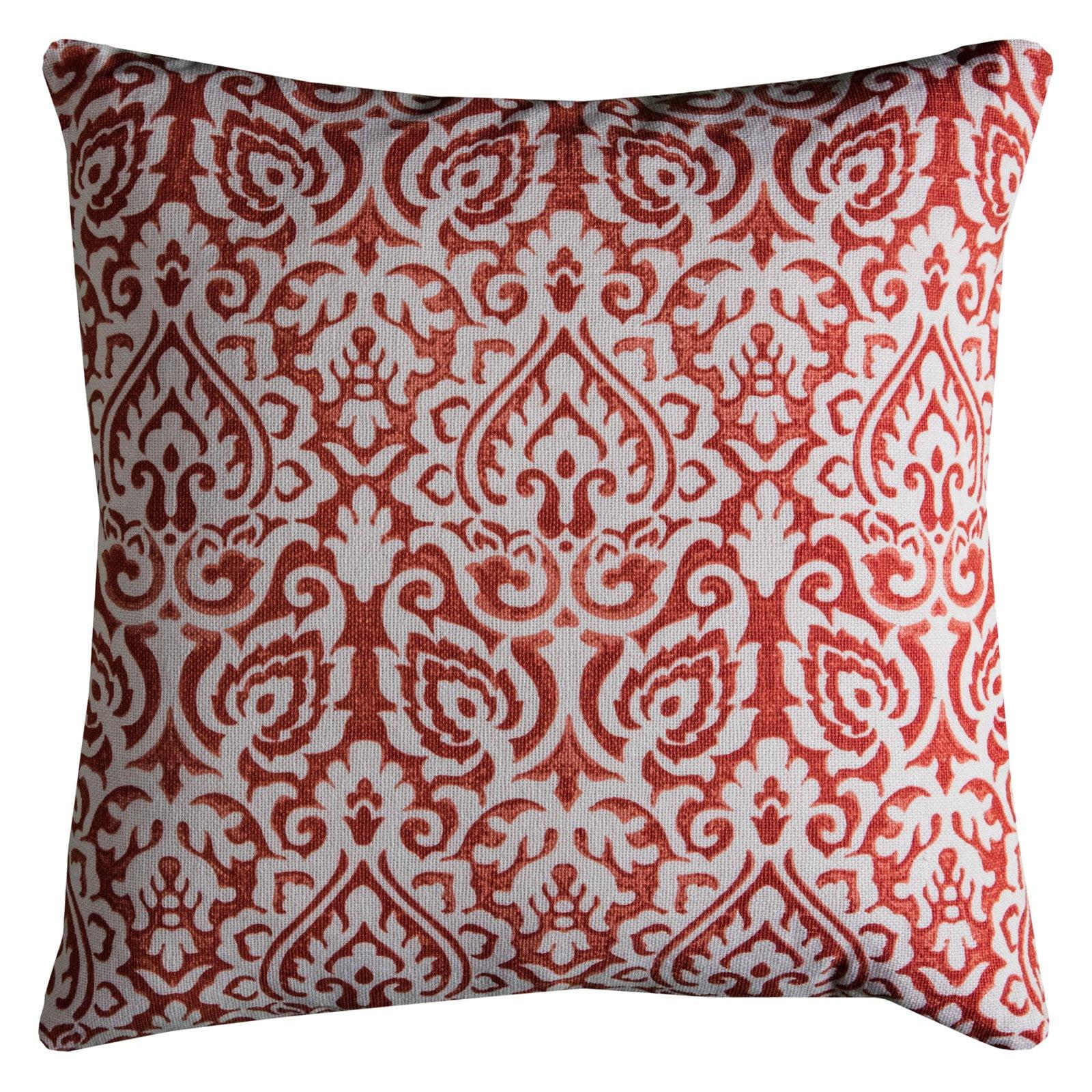 22"x22" Dulane Damask Square Throw Pillow Orange - Rizzy Home: Cotton Cover, Indoor Decorative Cushion, Zippered