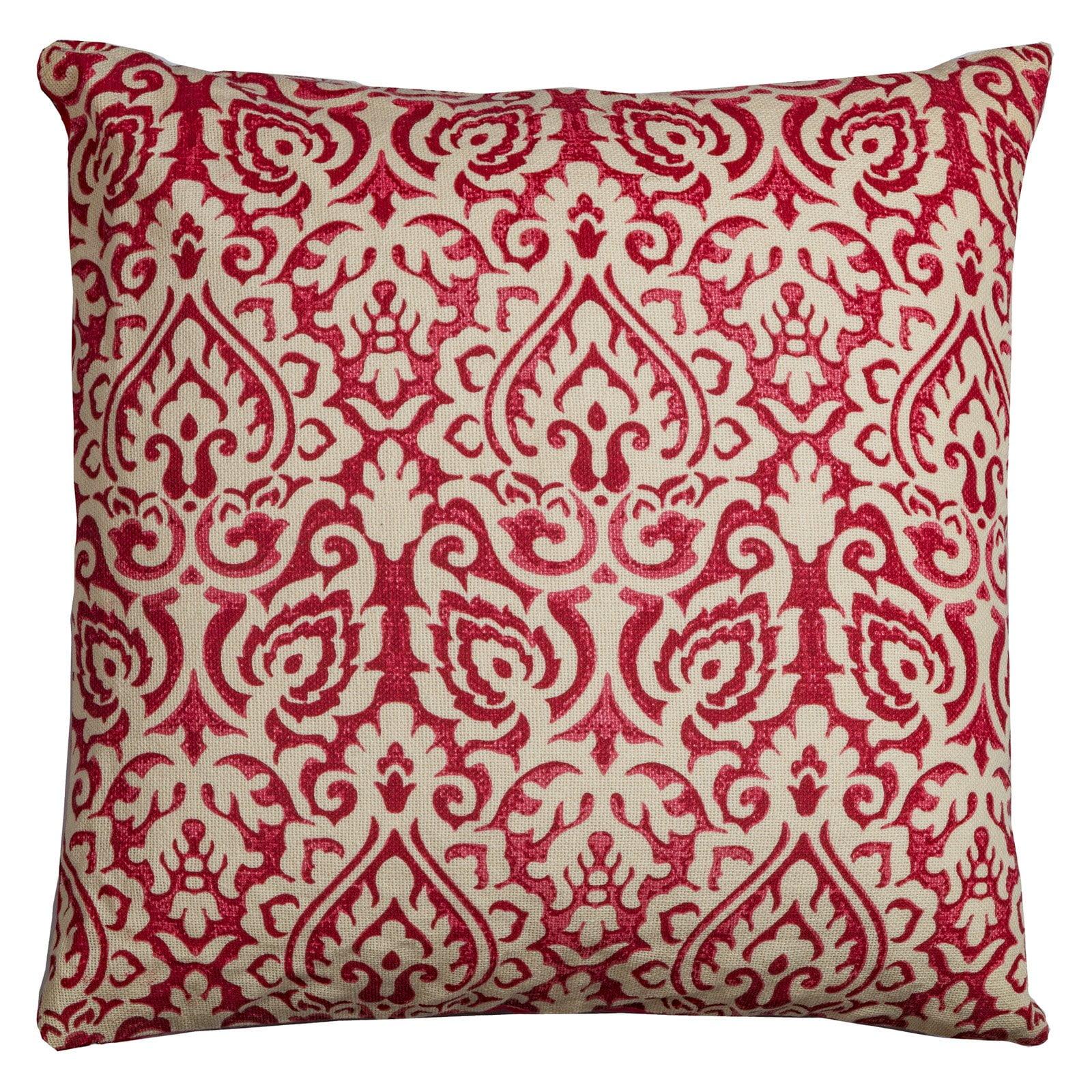 22"x22" Dulane Damask Square Throw Pillow Red - Rizzy Home: Cotton, Indoor, Zipper Closure, Machine Washable