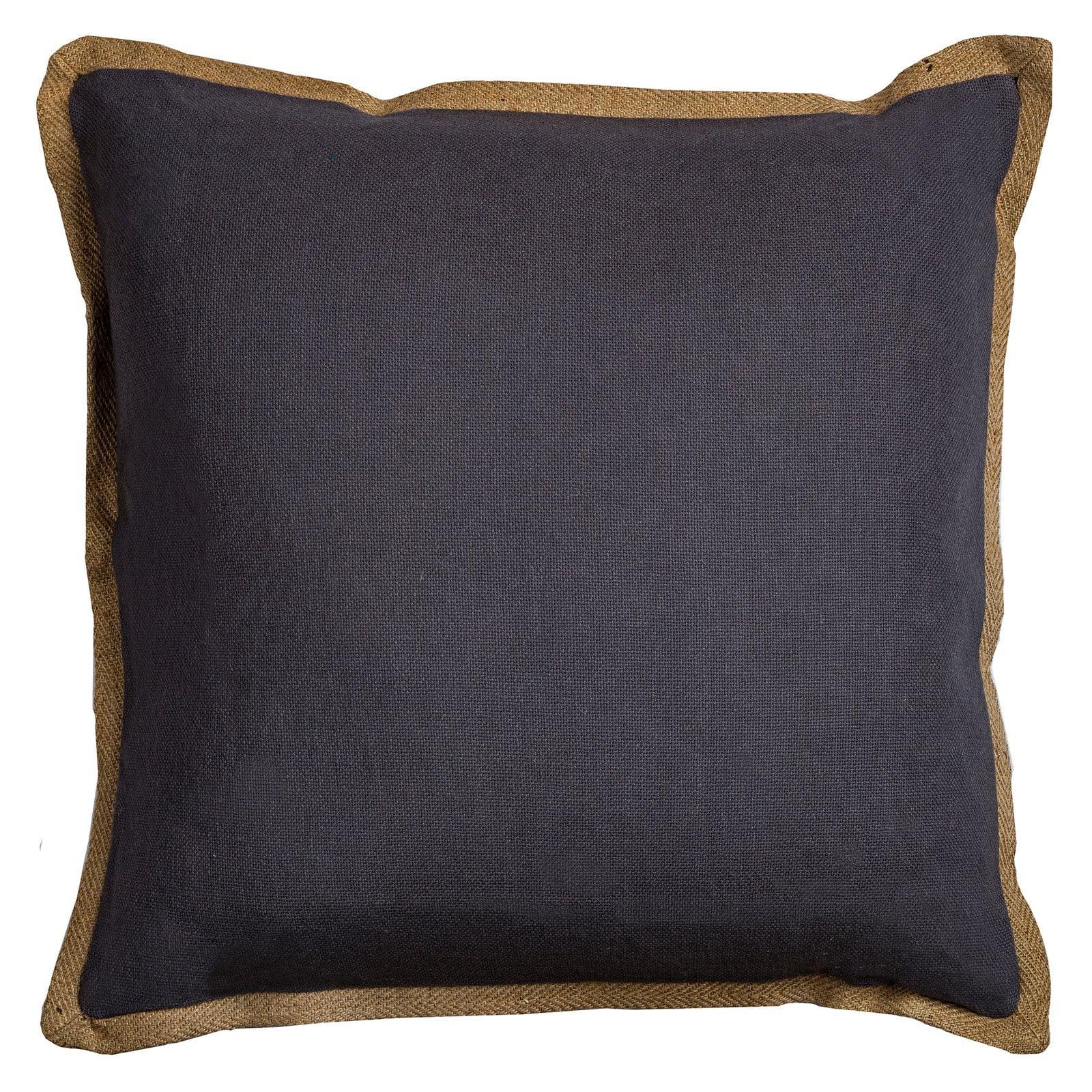 Charcoal Jute Flanged 22" x 22" Decorative Pillow