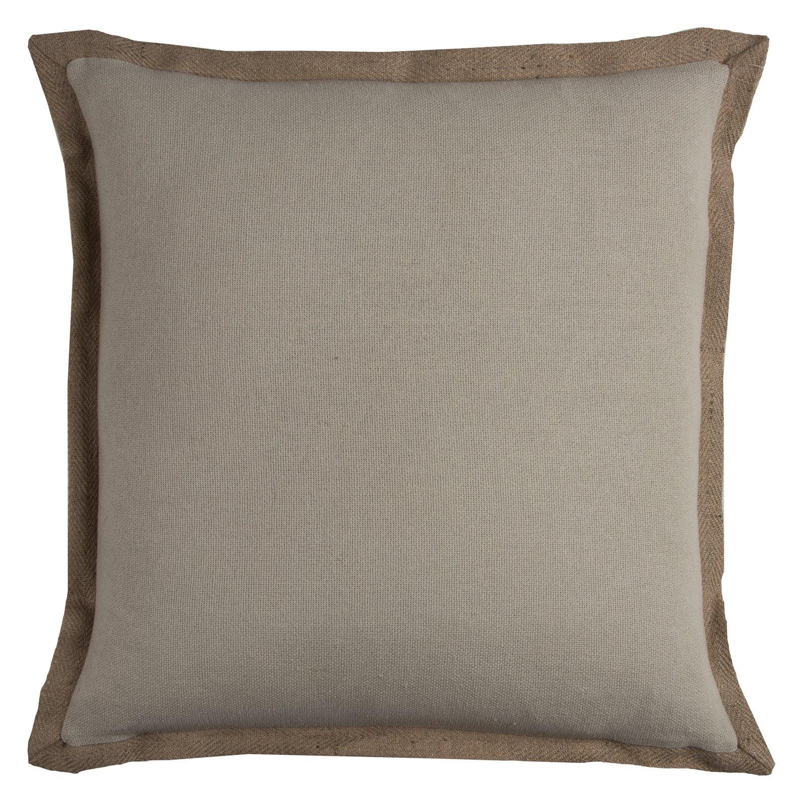 Khaki Cotton Square Nursery Pillow with Jute Flange