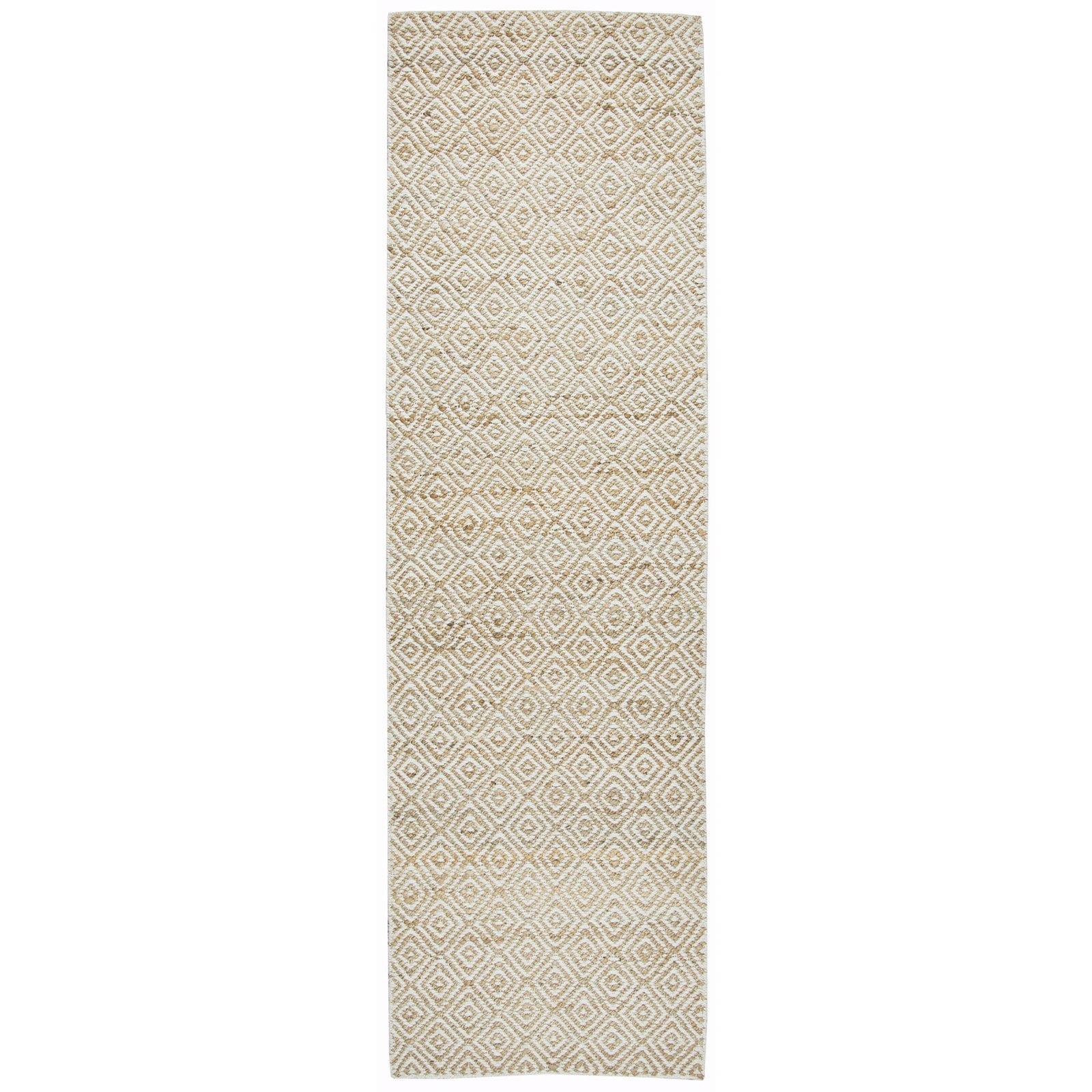 Ellington Natural Wool and Jute Geometric Runner Rug 2.5' x 8'