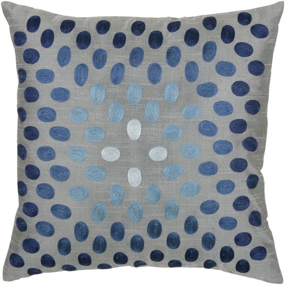 18"x18" Dots Poly Filled Square Throw Pillow Blue - Rizzy Home: Embroidered, Textured, Indoor Decor