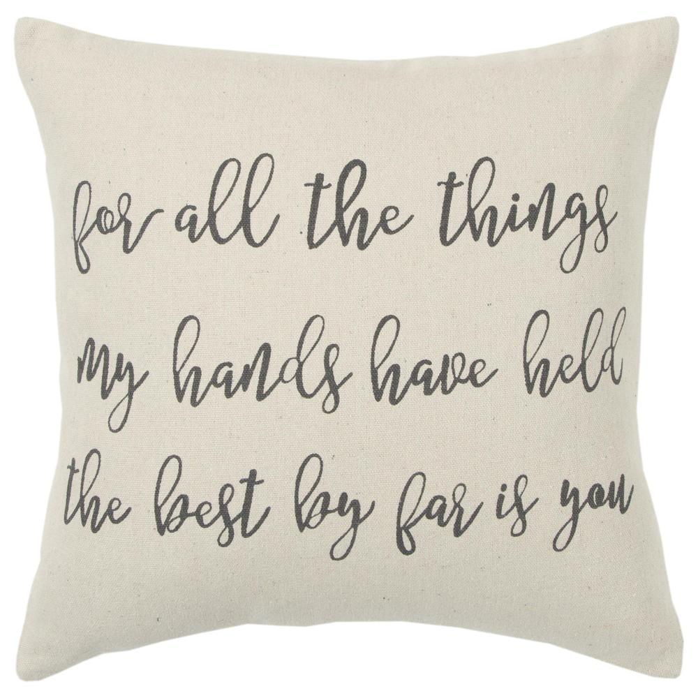 20"x20" Oversize 'For all the things...' Square Throw Pillow Cover - Rizzy Home: Couch Accent, Zippered