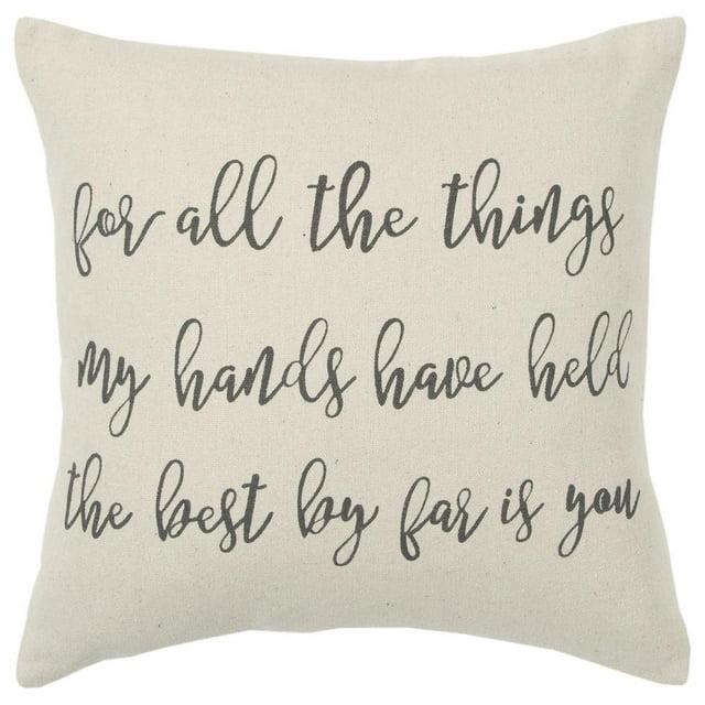 20"x20" Oversize 'For all the things...' Square Throw Pillow Cover - Rizzy Home: Couch Accent, Zippered