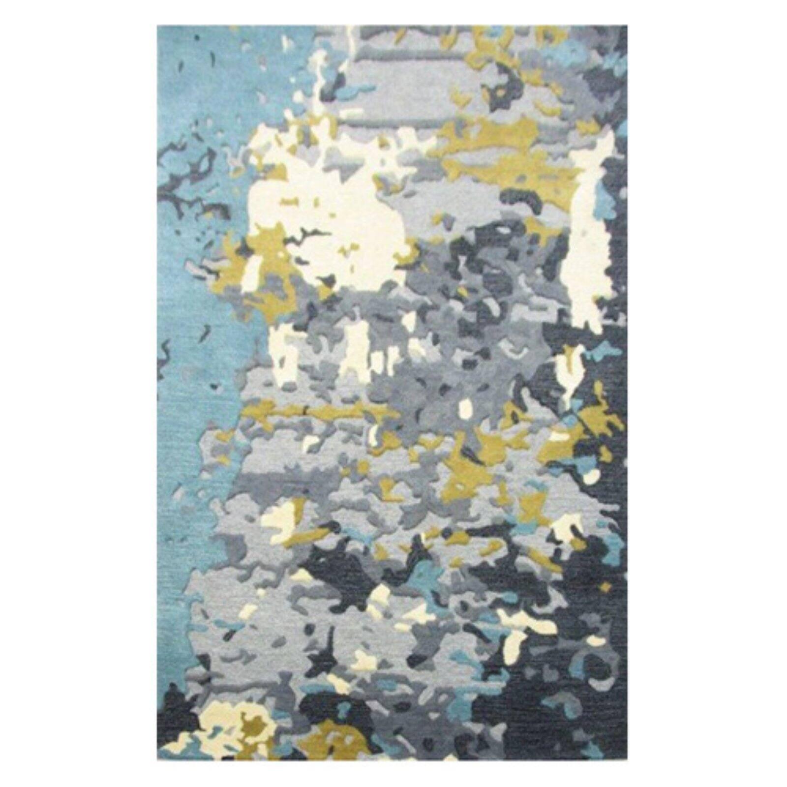 Handmade Gray Abstract Tufted Wool-Viscose 5' x 8' Area Rug