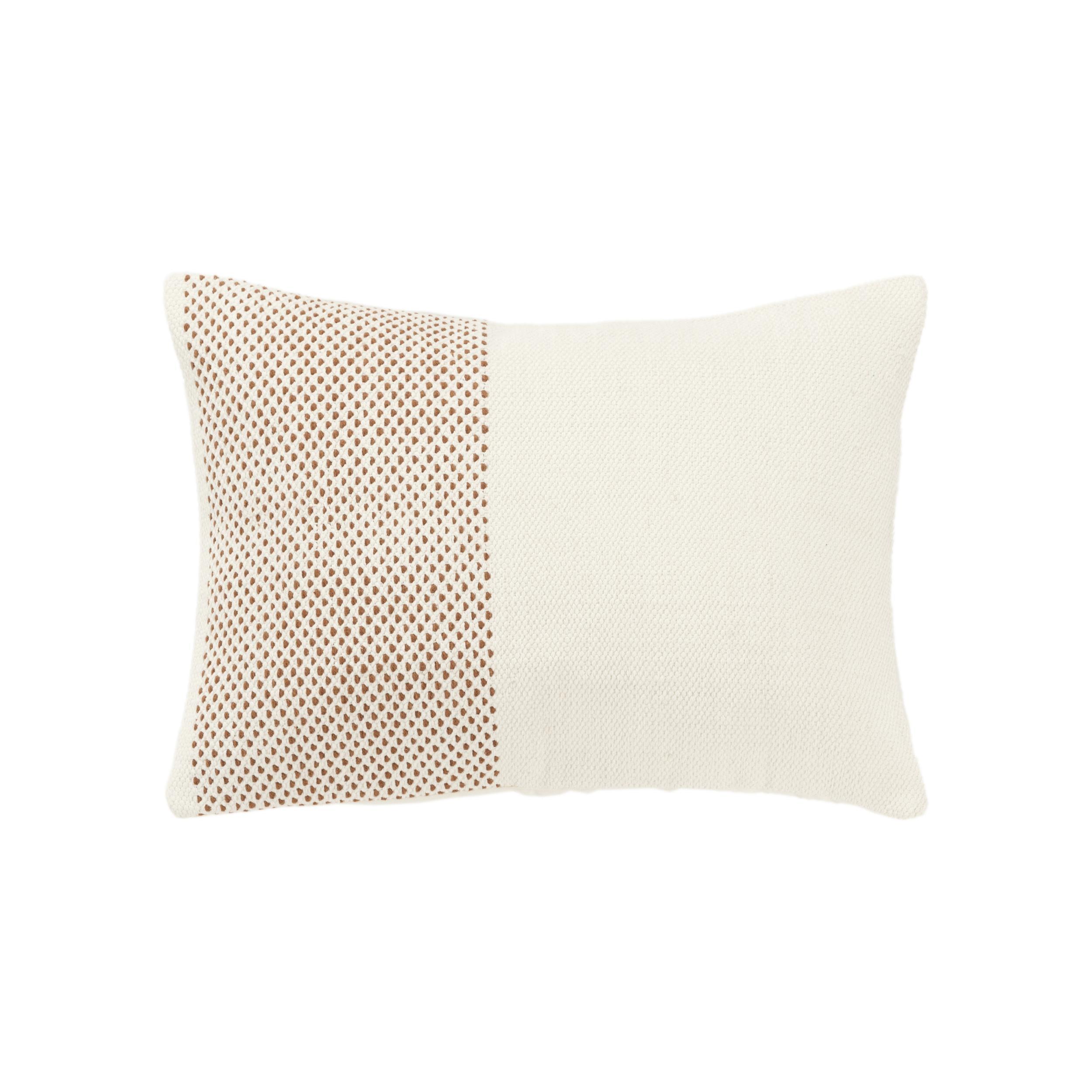 Rizzy Home Natural/Camel 14"X20" Color Block Stripe Woven Poly Filled Throw Pillow