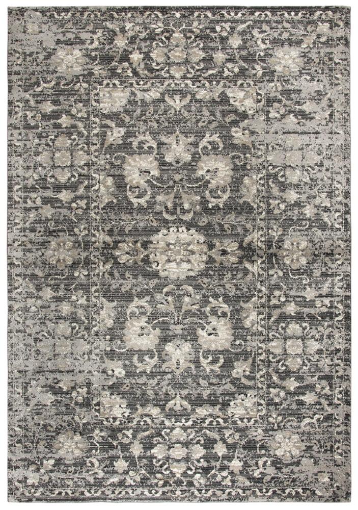 Gray Distressed Hand-Knotted Synthetic Rectangular Area Rug 7'10" x 10'10"