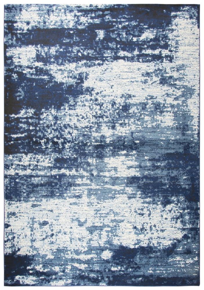 Ivory and Blue Tufted Synthetic Rectangular Area Rug 3'3" x 5'3"