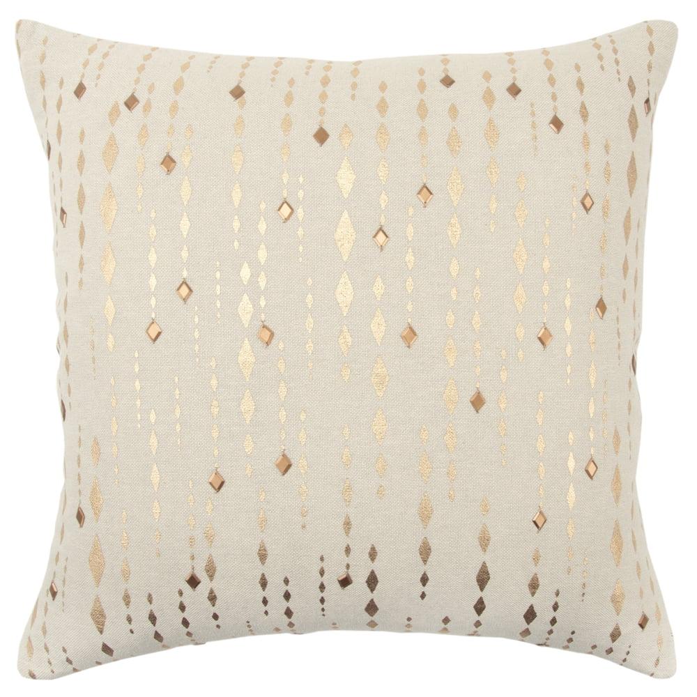 Rizzy Home Stripe 20" x 20" Down Filled Pillow with Cotton Cover-Gold/Natural