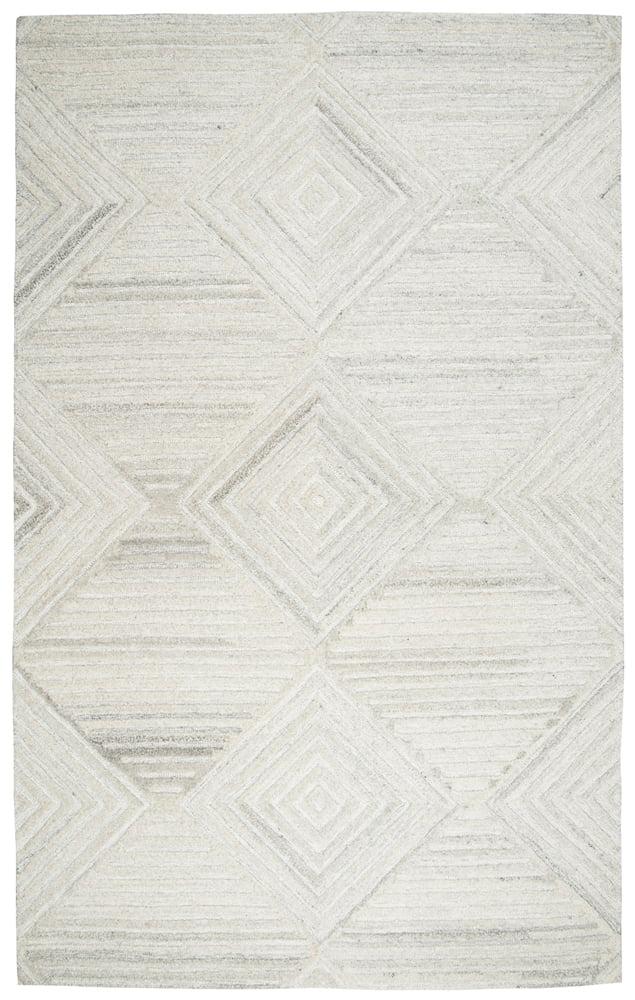 Ivory Hand-Tufted Wool Geometric Rectangular Rug