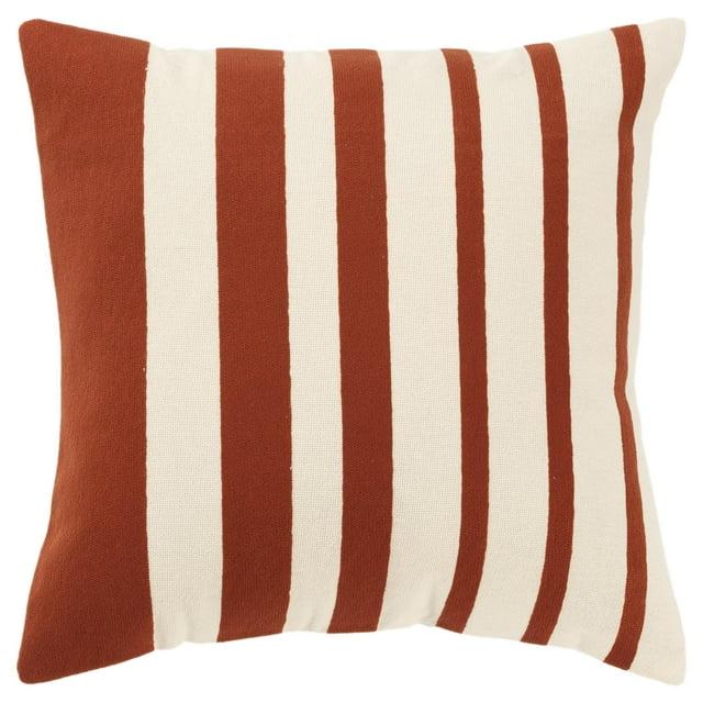 Rizzy Home Terracotta/Natural 20"X20" Stripe Woven Poly Filled Throw Pillow