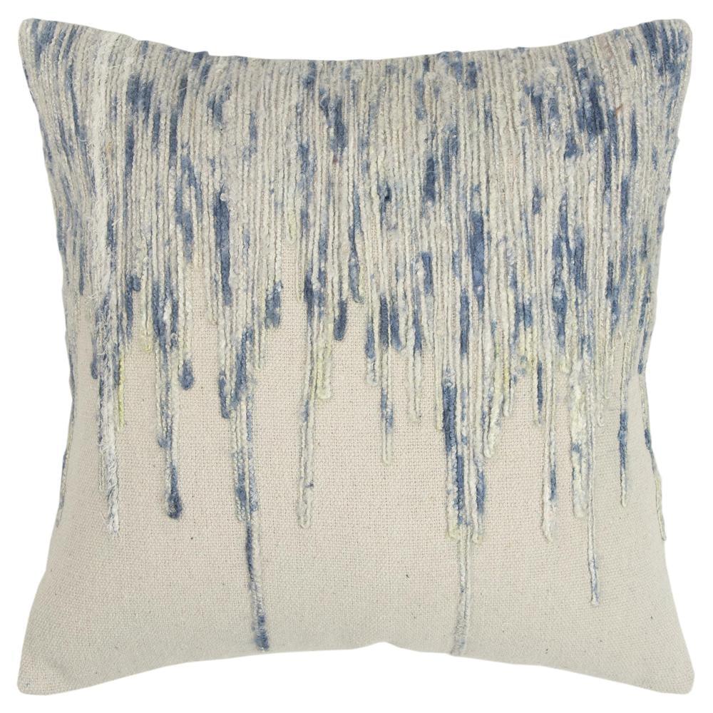 Rizzy Home Throw Pillow T14069 Blue Saris Shredded 20" x 20" Square, Cover Only