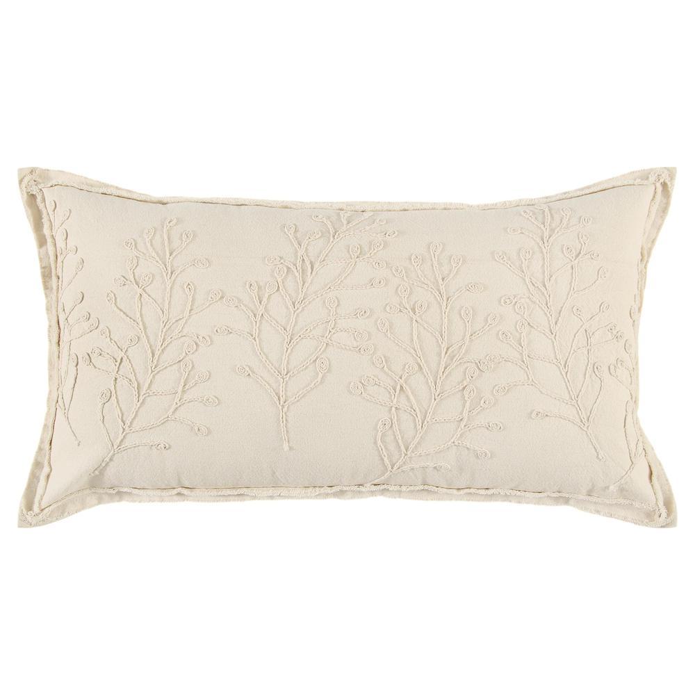 Natural Cotton Embroidered Lumbar Pillow Set