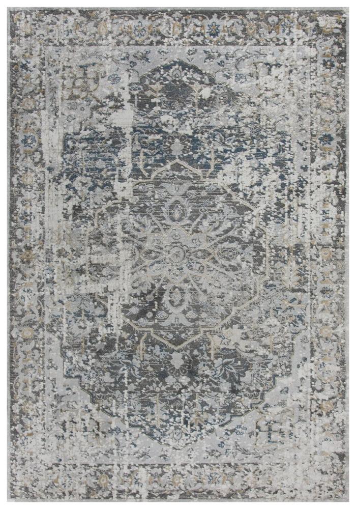 Gray and Beige Rectangular Hand-knotted Wool Rug