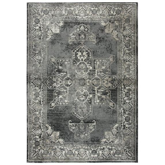 Rizzy Rugs Panache Area Rug PN6972 Gray Petals Corners 7' 10" x 10' 10" Rectangle
