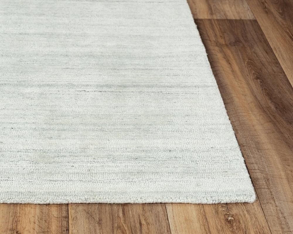 Ivory and Gray Striped Hand-Tufted Wool-Feel Area Rug 8'6"x11'6"