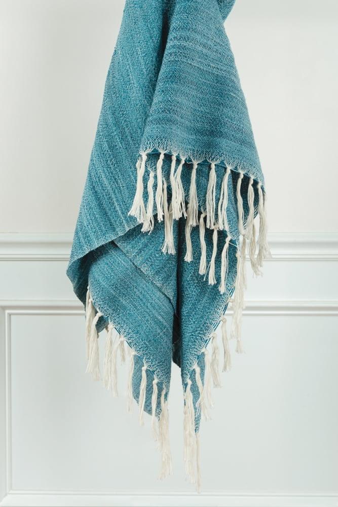 50"x60" Striped Throw Blanket Turquoise Blue - Rizzy Home: Durable, Machine Washable, Indoor/Outdoor
