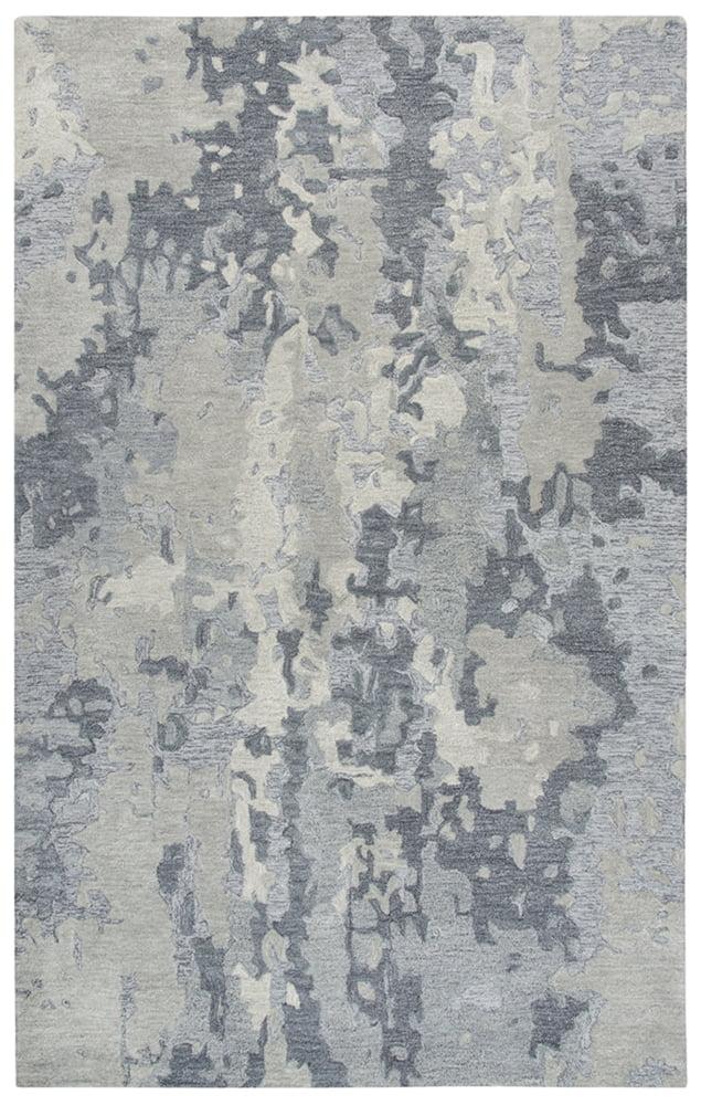 Handmade Modern Abstract Tufted Wool Rug in Gray - 5' x 8'