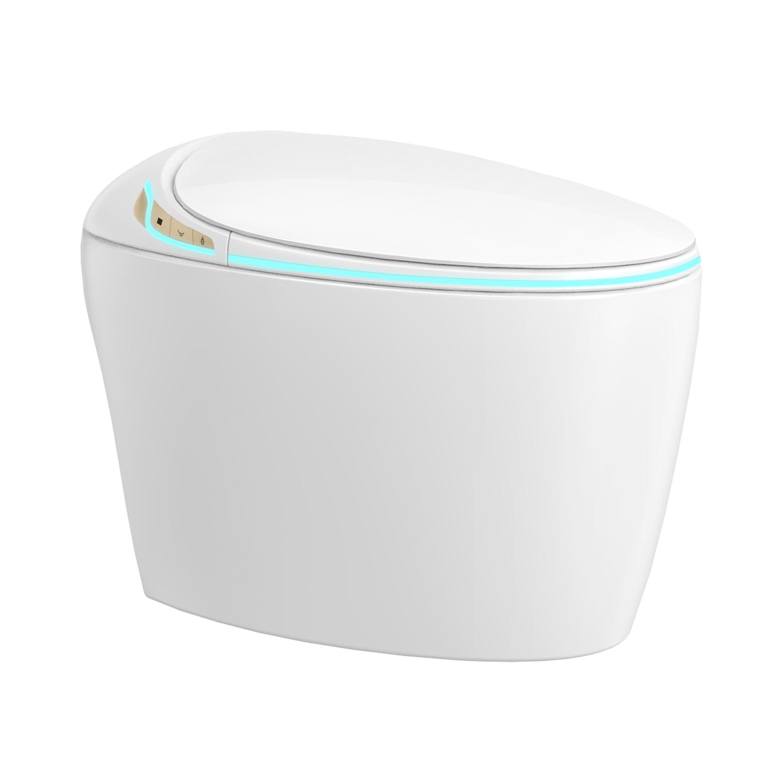 White Intelligent One-Piece Toilet with Bidet and LCD Display