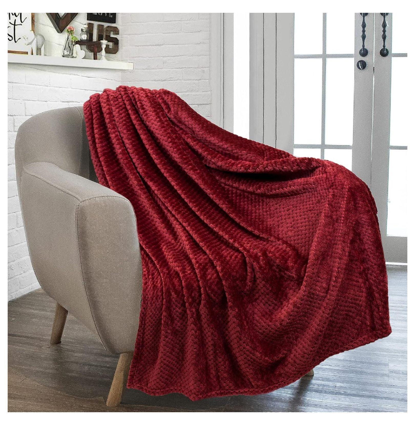 PAVILIA Soft Waffle Blanket Throw for Sofa Bed, Lightweight Plush Warm Blanket for Couch