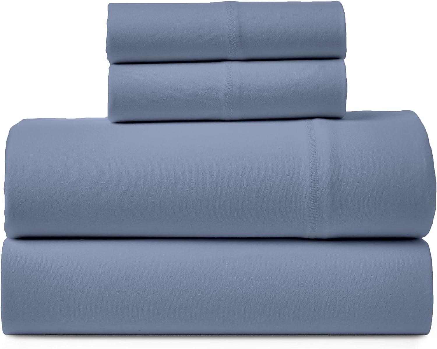 Road Trip America Jersey Sheet Set - 4 Pieces Full Cotton Sheets Set - Stretchable Ultrasoft Luxury Knit Bed Linen (Captains Blue, Full)