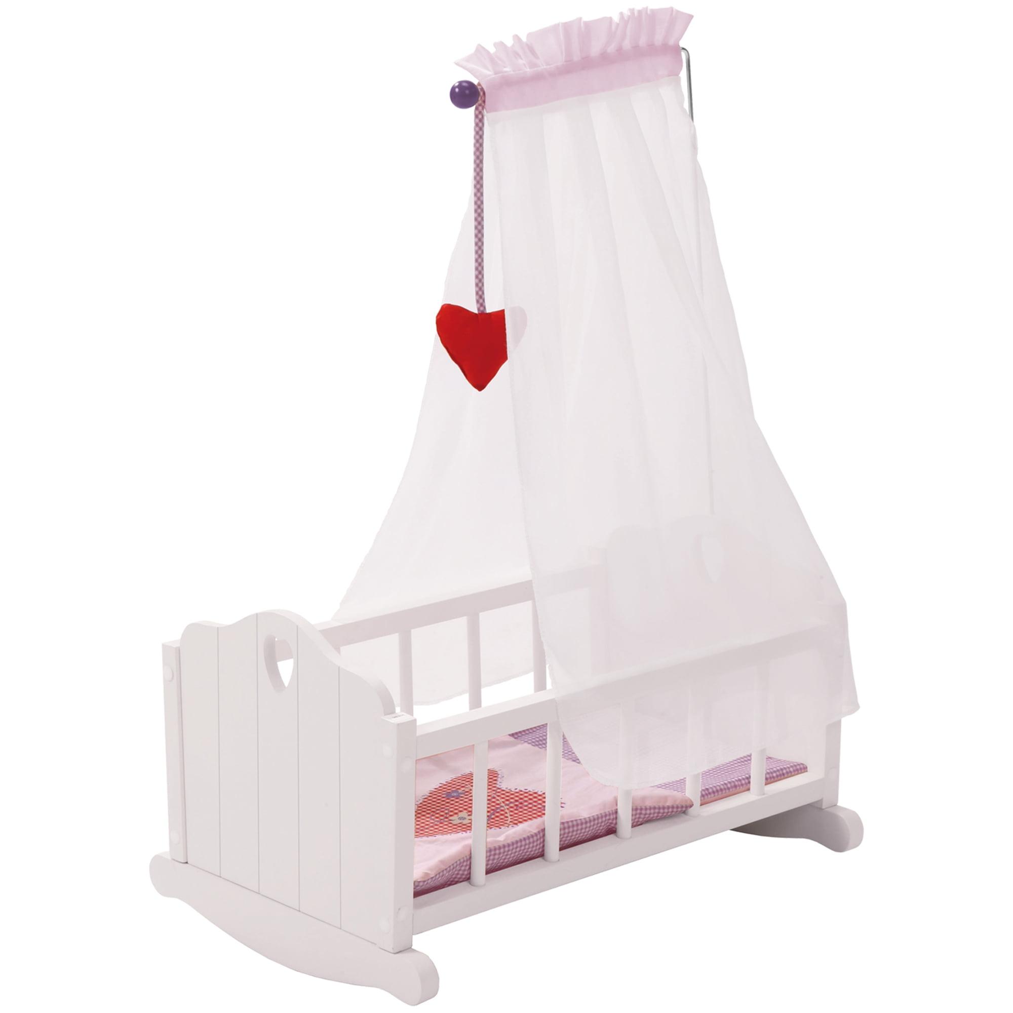 Roba Doll Cradle Set: Fienchen - Heart, Pink & White