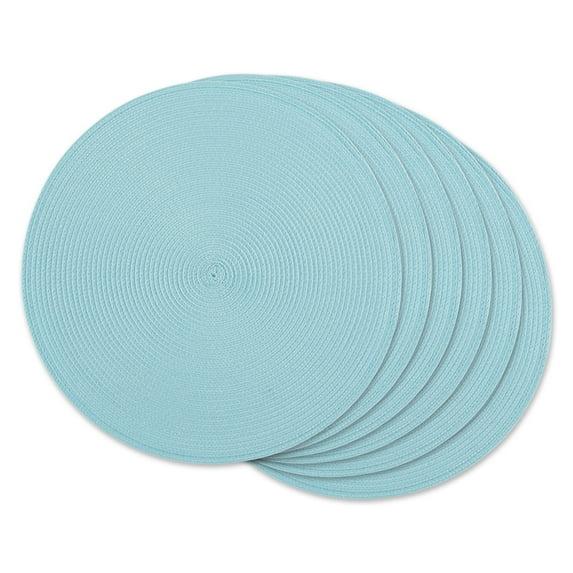 DII Solid Woven Placemat Set 6 Piece, Robbins Egg Blue, 15" Dia