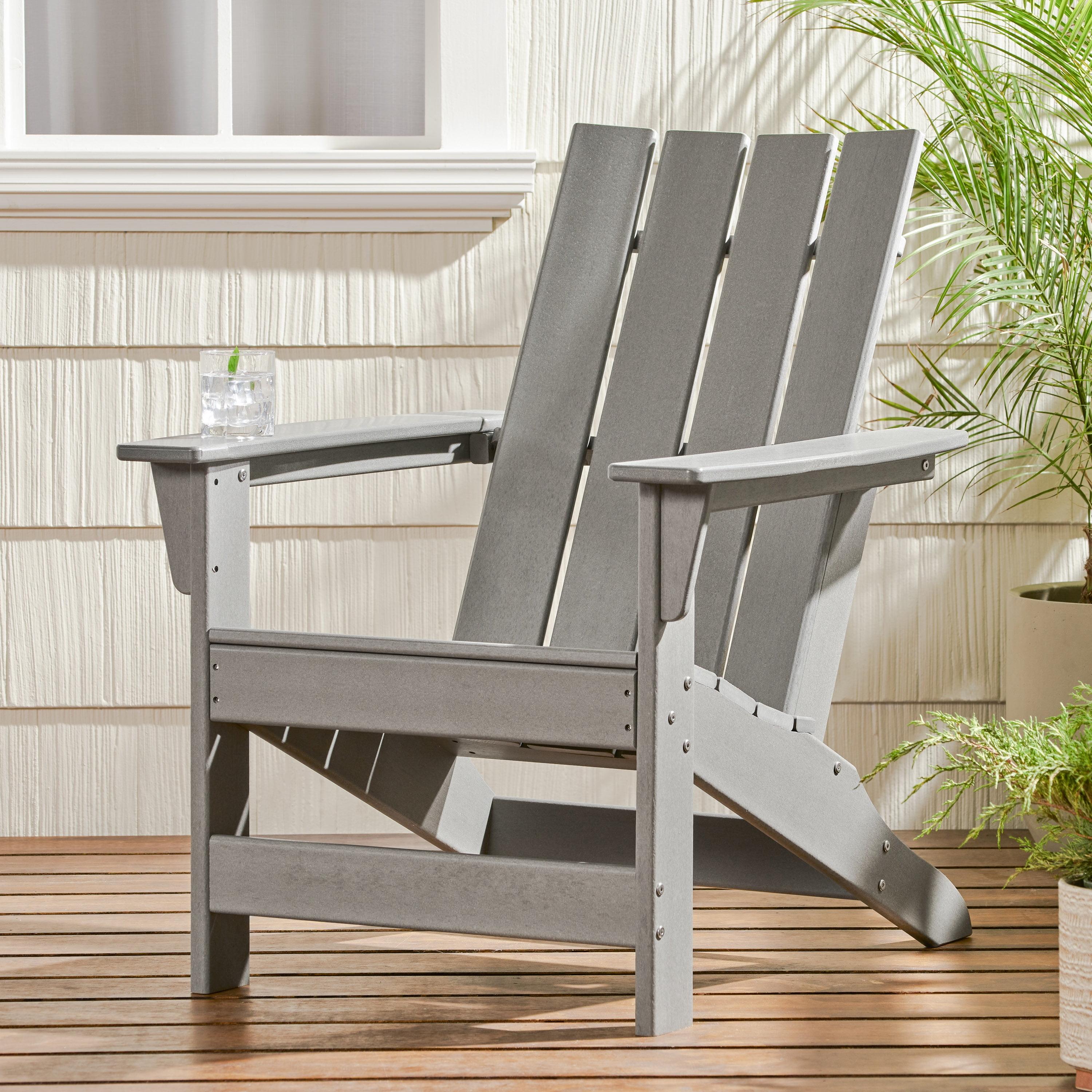 Robbyn Sleek Modern Gray Resin Adirondack Outdoor Chair