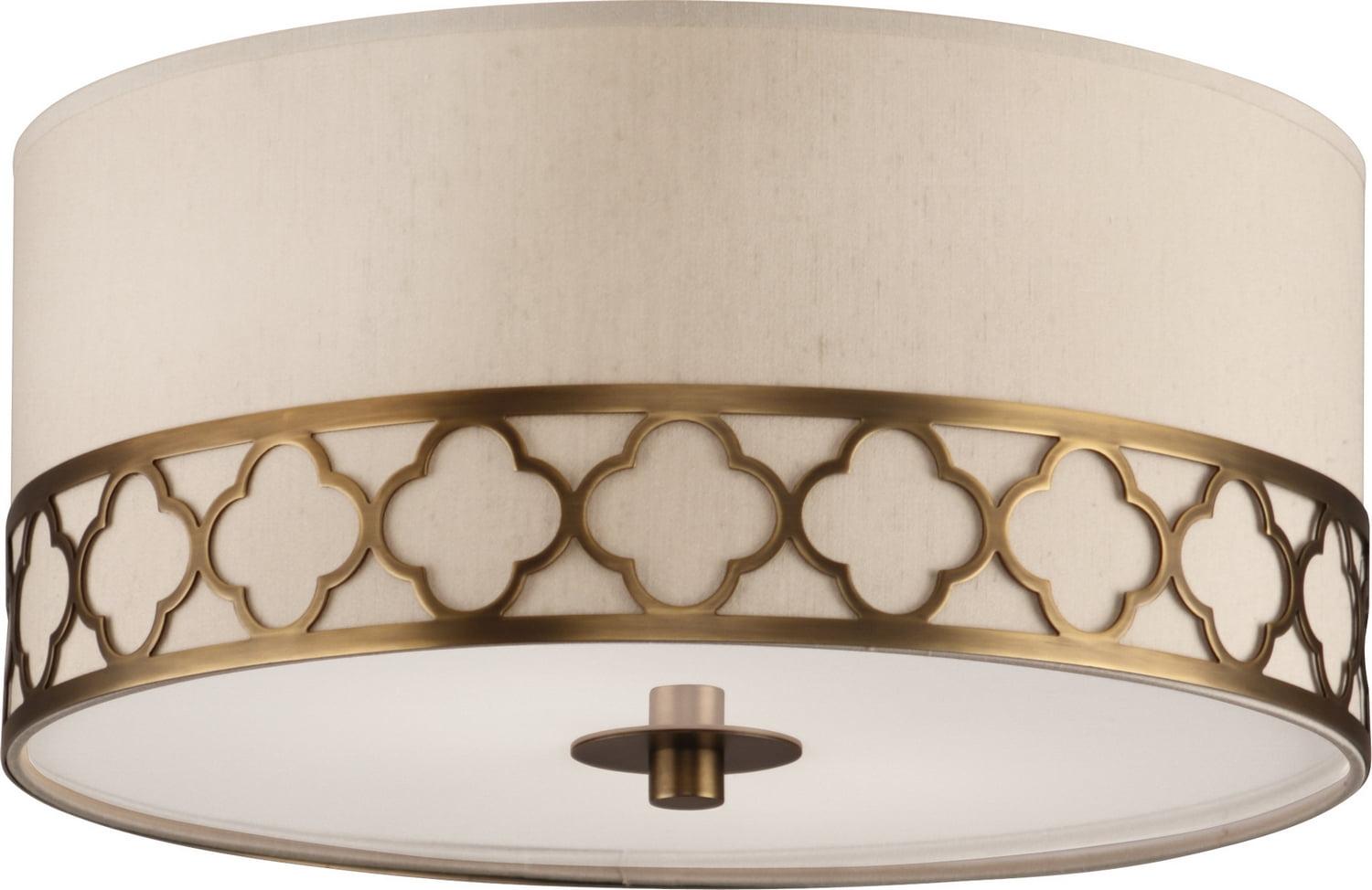 Addison Weathered Brass Semi-Flush Mount with Dupioni Shade