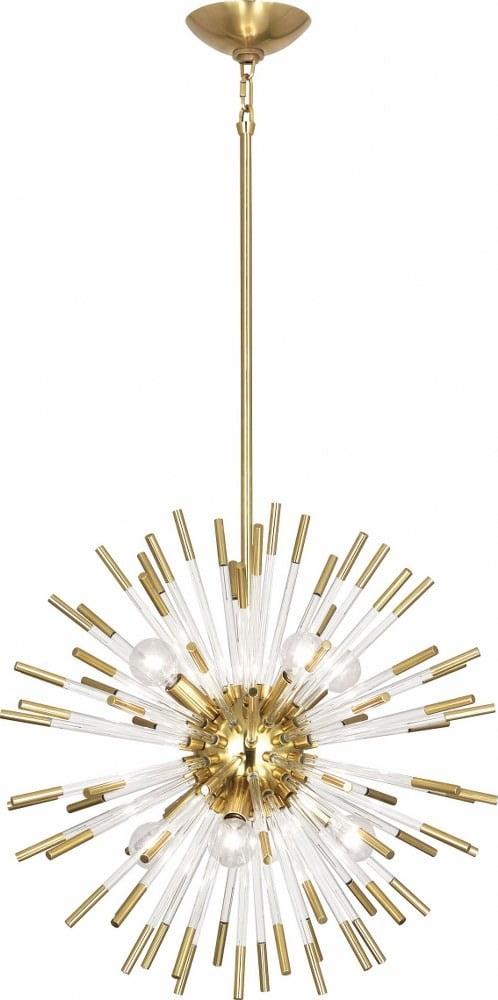 Andromeda Modern Brass 20" Sputnik Sphere Chandelier with Acrylic Rods