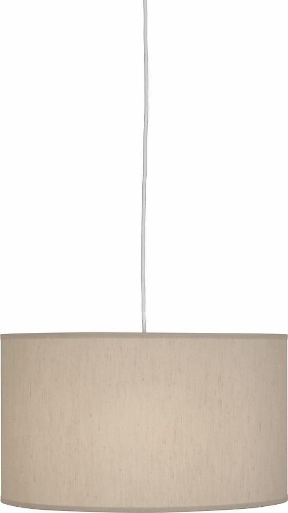 Elena Streamlined 18" Drum Pendant in Painted White with Bone Dupoini Shade