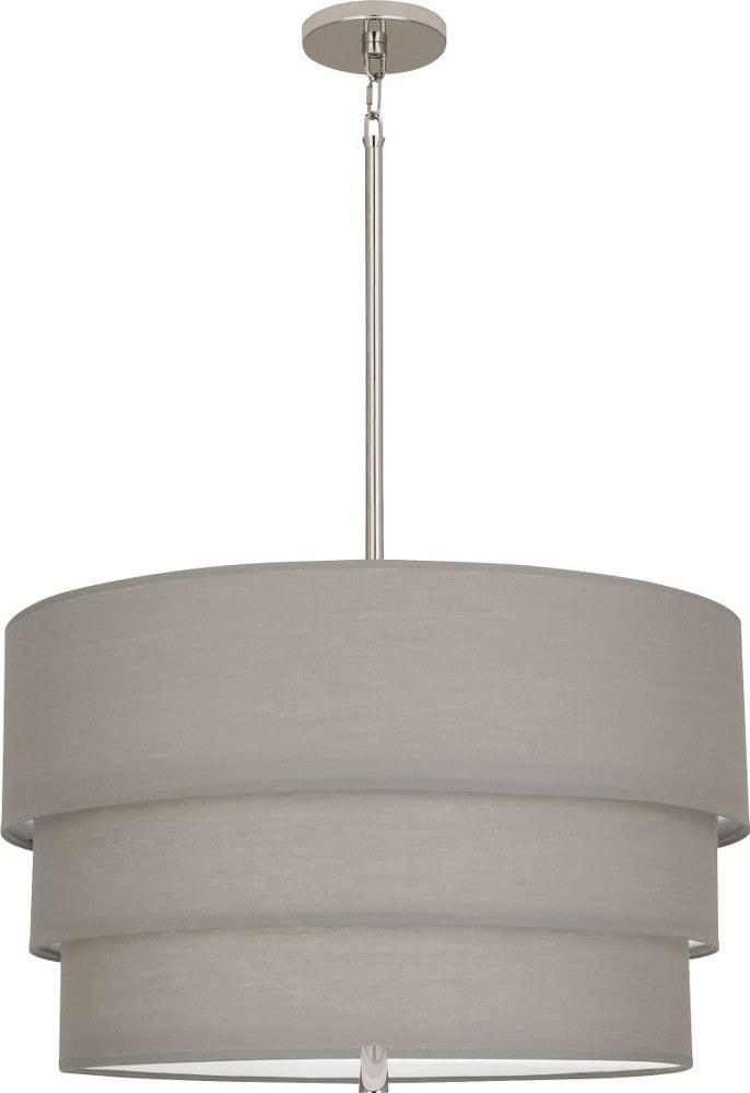 Decker Triple-Layered Smoke Gray Drum Pendant in Polished Nickel