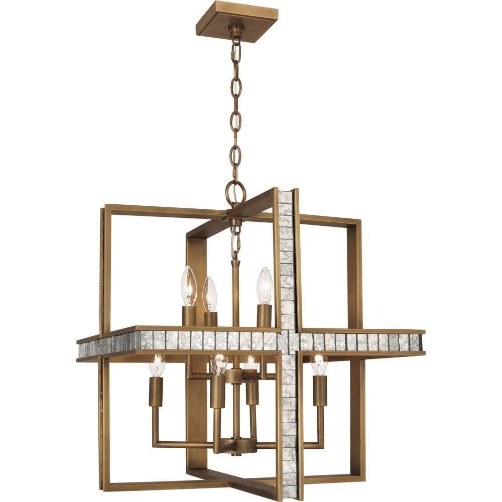 Diana 22.5" Warm Brass & Polished Nickel Glass Pendant Light