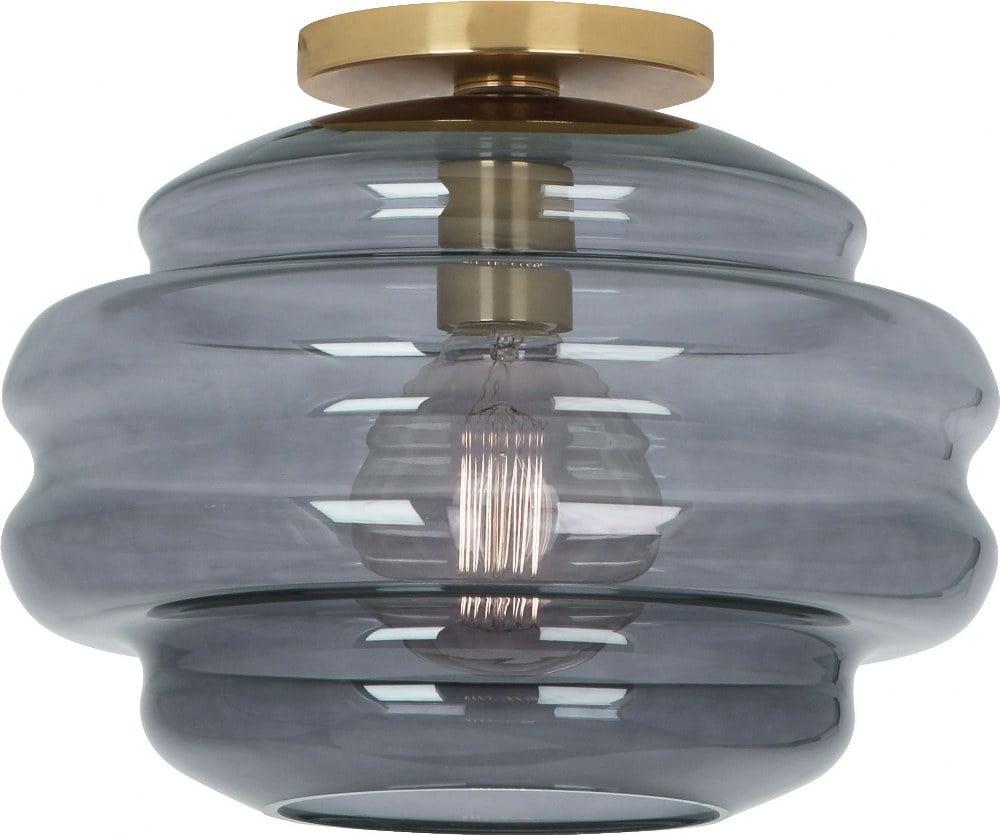 Horizon Smoke Gray Glass & Modern Brass Flush Mount Light