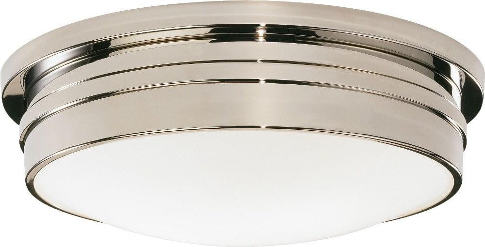 Elegant Polished Nickel 3-Light Flush Mount with White Frosted Glass