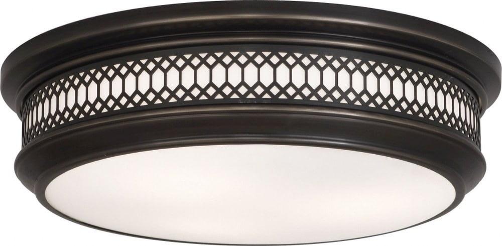 Williamsburg Tucker 3-Light Flushmount in Deep Patina Bronze with Frosted Glass