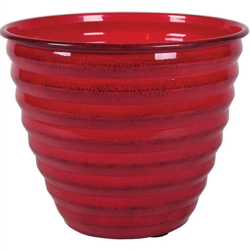 Robert Allen Home & Garden Ironstone 12" Avondale Round Metal Planter in Autumn Blaze
