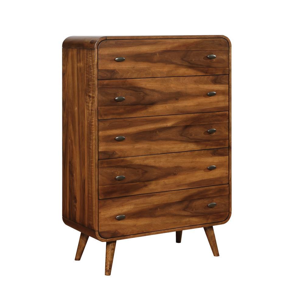 Robyn Mid-Century Modern Dark Walnut 5-Drawer Chest