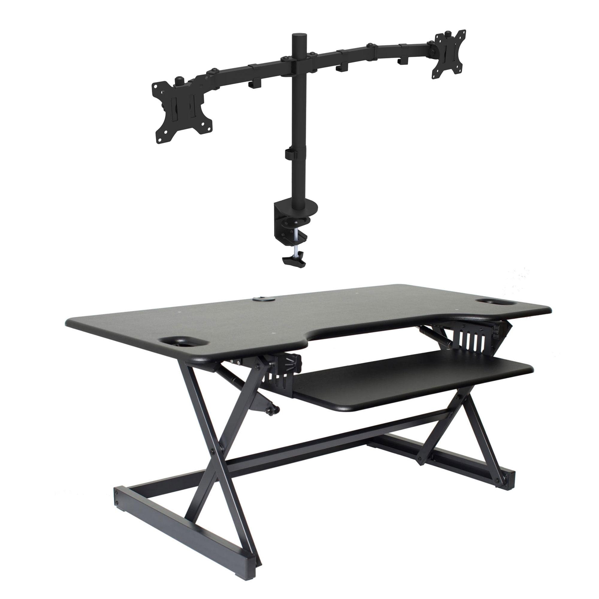 ErgoFlex 46" Black Standing Desk Converter with Dual Monitor Mount