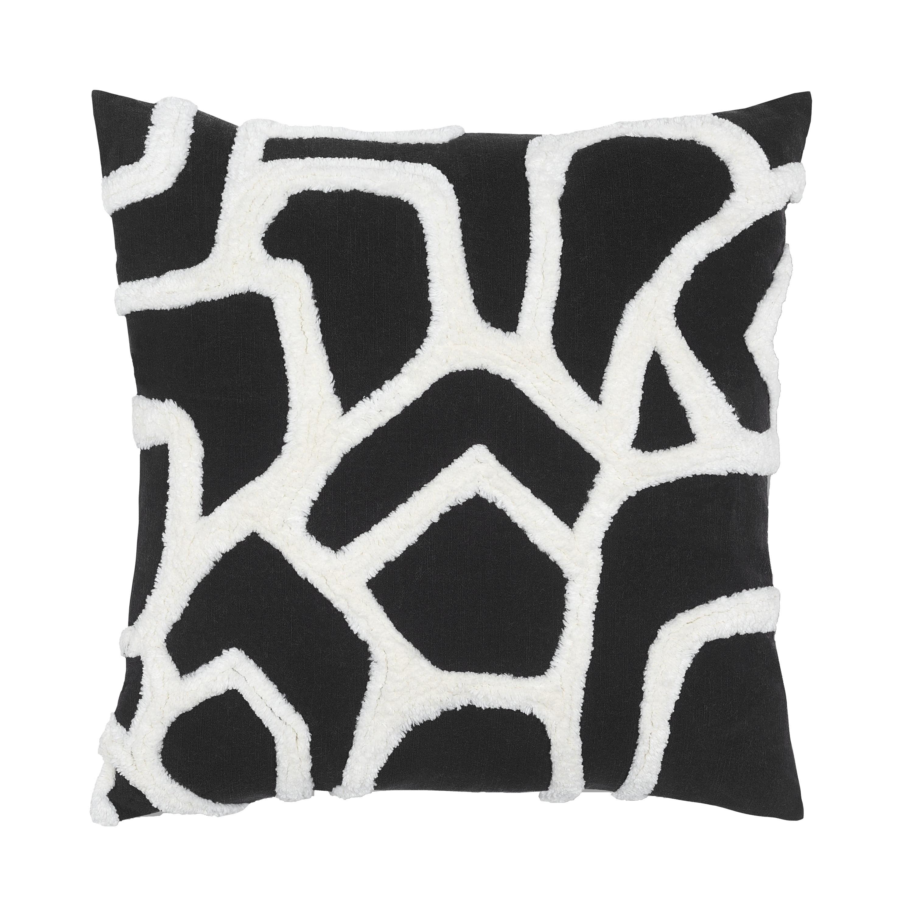 Kobo Black and White Cotton Tufted Square Pillow