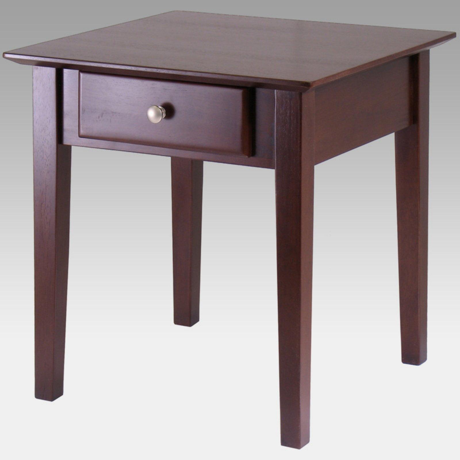 Rochester Walnut Wood End Table with Storage Drawer