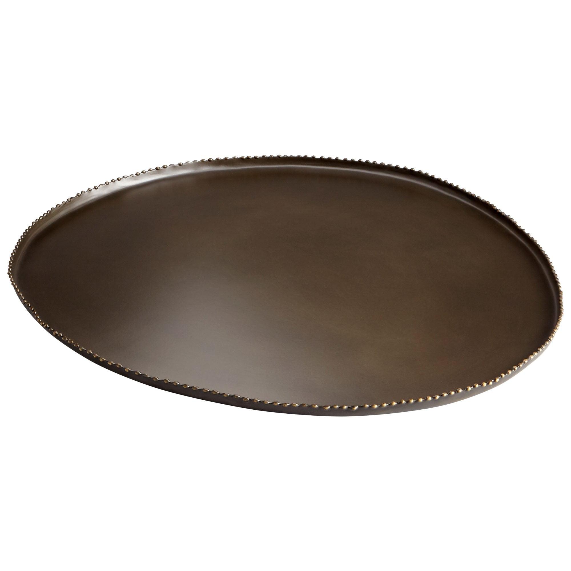 Antique Black Round Iron Tray with Textured Edge