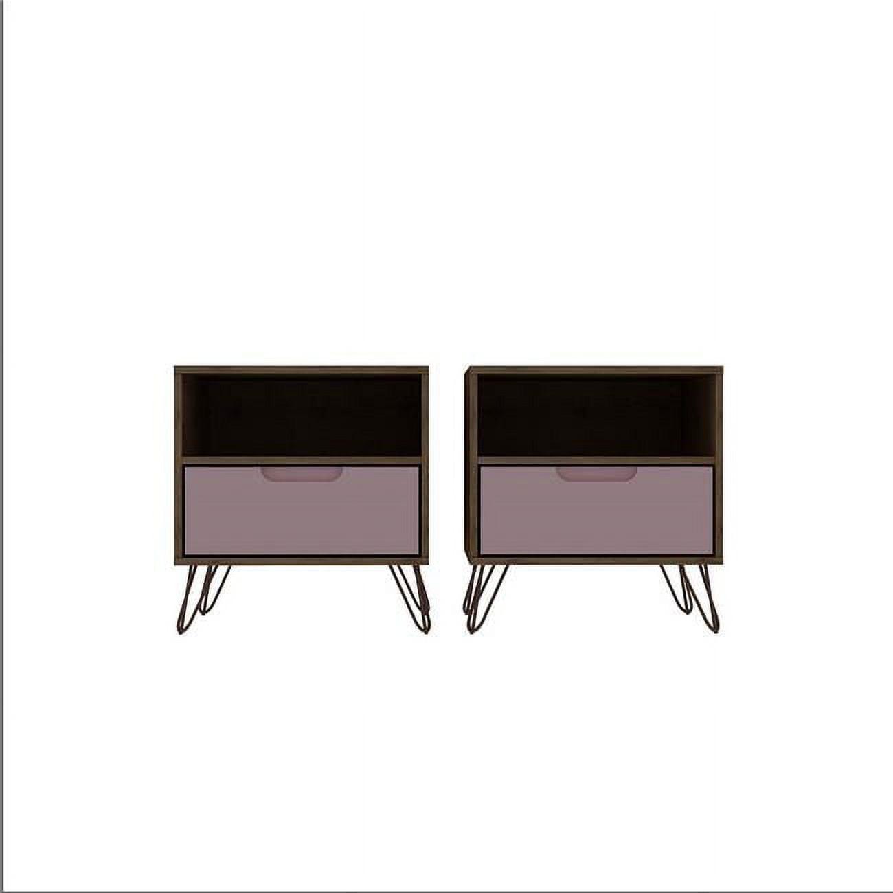 Set of 2 Rockefeller 1 Drawer Nightstands - Manhattan Comfort