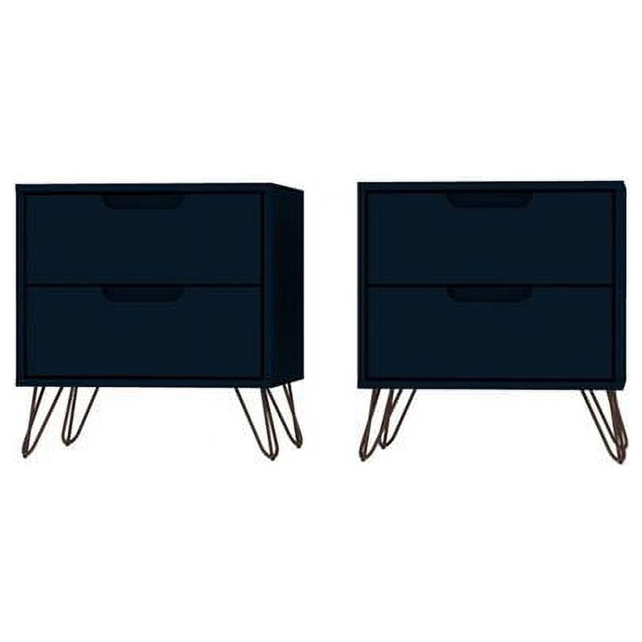 Set of 2 Rockefeller 2 Drawer Nightstands - Manhattan Comfort