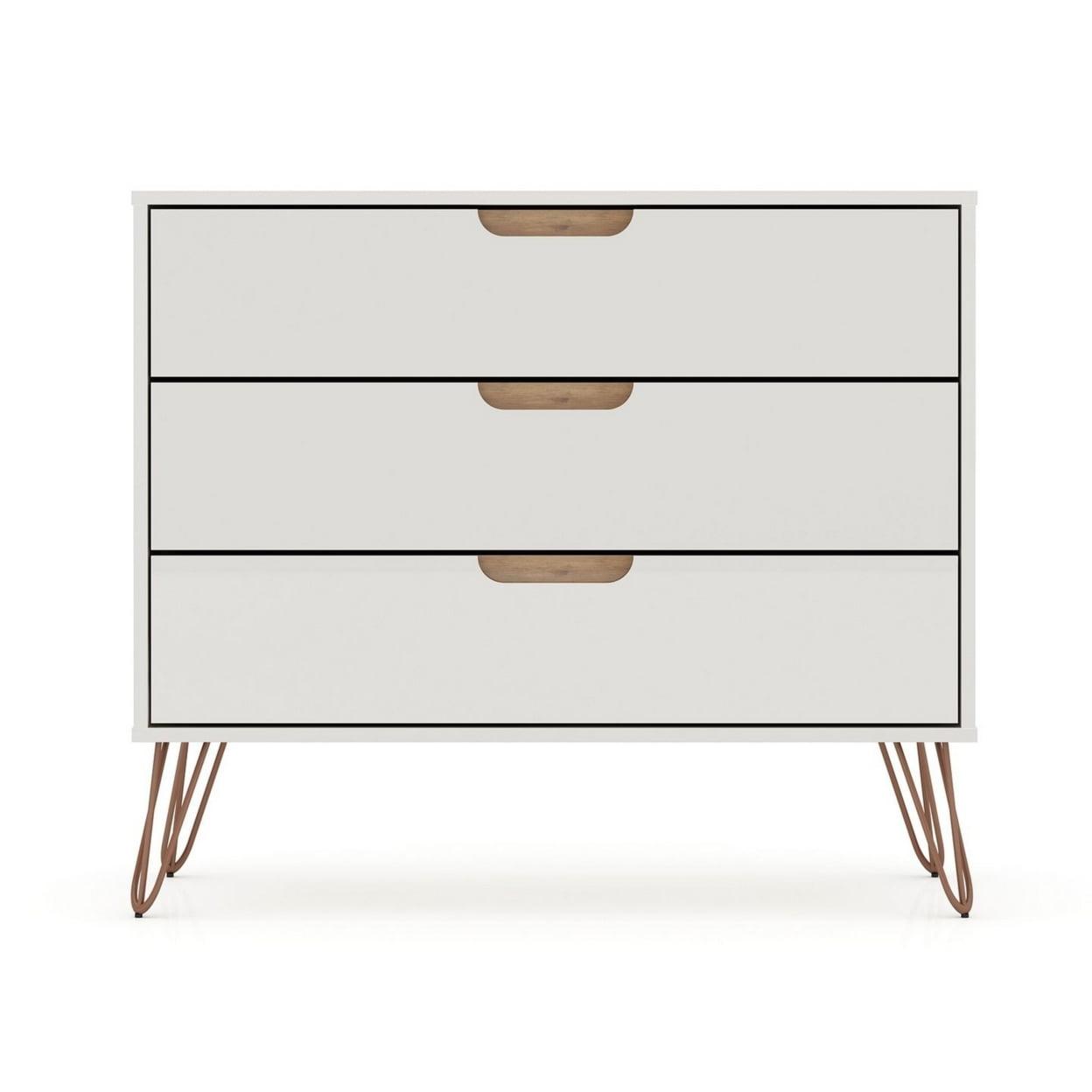 Rockefeller Off-White Mid-Century Dresser with Mirror Accent