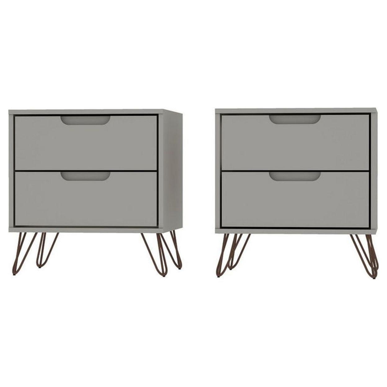 Set of 2 Rockefeller 2 Drawer Nightstands - Manhattan Comfort