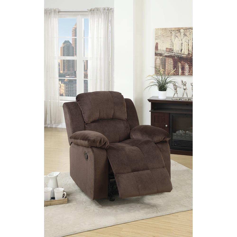 Plush Comfort Brown Leather Recliner with Manufactured Wood Frame